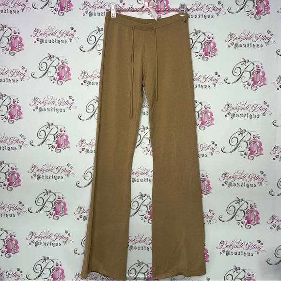 I.AM.GIA pants tan taupe brown caramel ribbed  stretchy thick knit lounge style - Picture 1 of 8